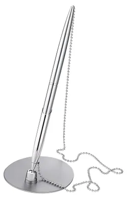 Produktbild von Alco Kugelschreiberständer Metall mit Kette silber