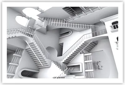 Produktbild von Poster - Poster ohne Rahmen - Wissenschaft Illusion Treppen - 91,5x61 cm - Wand Bild - Wanddeko - Wandbilder - Kunstposter - Wandposter - Bilder - Kunstdruck - Wandbild - P2XAA91x61-4277