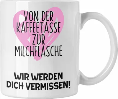 Produktbild von Trendation - Mutterschutz Geschenk Kollegin Tasse Abschied Werdende Mama Abschiedsgeschenk Arbeitskollegin Von Kaffeetasse Zur Milchflasche (Weiß)