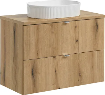 Immagine prodotto di Mobile Bagno 80 Cm Con Piano E Lavabo Da Appoggio Bianco