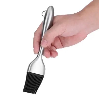 Produktbild von Grillpinsel mit Silikonkopf & Edelstahlgriff, hitzebeständig bis 230°C,BBQ & Küchenpinsel,20 cm lang, abnehmbarer Bürstenkopf,BBQ Pinsel,Basting Brush