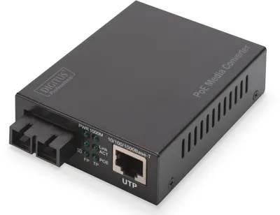 Produktbild von DIGITUS Gigabit PoE Medienkonverter, RJ45 / SC, SM, PSE