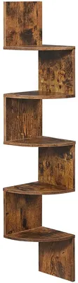 Produktbild von Rustikales braunes Wand-Eckregal aus Holz