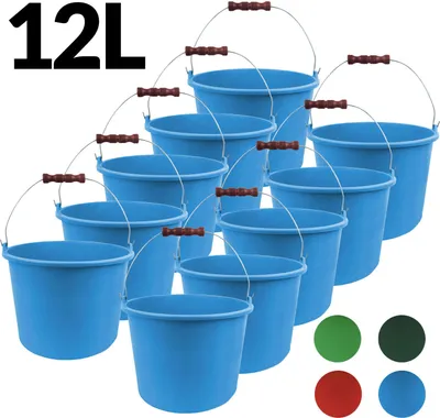 Produktbild von 10x Wassereimer Eimer 12L Liter Baueimer Mörteileimer Putzeimer Kübel Solide