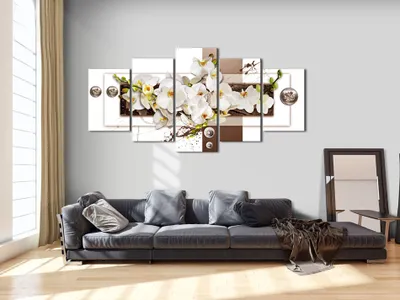Image de Tableau acoustique Fleurs Abstrait 200 x 100 cm Tableaux Mousse acoustique Absorbeur acoustique haute performance Isolation acoustique Toile 5 pièces Tableau mural Acoustique intérieure Isolation acoustique b-C-0150-b-o