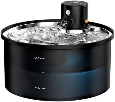 Produktbild von Katzenbrunnen Kabellos Trinkbrunnen für Katze: Katzenbrunnen für Katzen - 3.2L Katzens Trinkbrunnen mit Bewegungsmelder - Wasserbrunnen für Katze Akku mit Sensor Kabelloser - Edelstahl Trinktablett