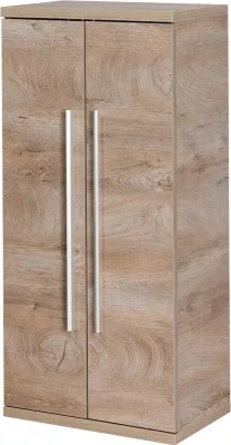 Produktbild von FACKELMANN Doppel-Midischrank STANFORD / Badschrank mit gedämpften Scharnieren / Maße (B x H x T): ca. 50,5 x 106 x 32 cm / hochwertiger Schrank fürs Bad / Korpus: Braun hell / Front: Braun hell