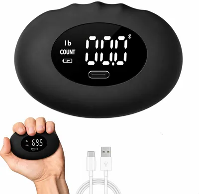 Produktbild von INF Wiederaufladbares Handdynamometer - Digitaler Griffkraftmesser bis 180kg Schwarz