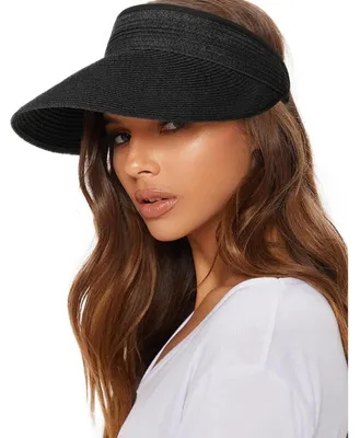 Produktbild von Damen Sonnenhut UV-Schutz Strohhut UPF 50+ Packbar Faltbar Strandhut Schwarz Einheitsgröße