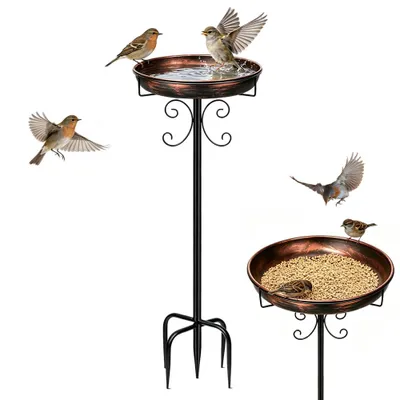 Produktbild von Vogeltränke, Vogelbad, 30cm großer Vogelnapf aus Metall, Vogelbecken Schüssel Wassertränke für Vögel, Futter Wasserschale