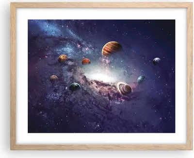 Produktbild von Gerahmtes Poster - Rahmen in heller Eiche - Kosmos Planeten die Sterne - 50x40 cm - Wand Bild - Wanddeko - Wandbilder - Kunstposter - Wandposter - Bilderrahmen - Bilder - Kunstdruck - P2NAA50x40-4851