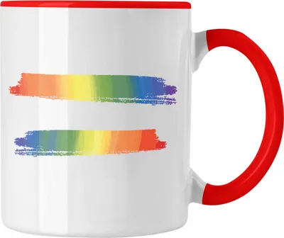 Produktbild von Trendation - Regenbogen Tasse Geschenk LGBT Schwule Lesben Transgender Grafik Pride (Rot)
