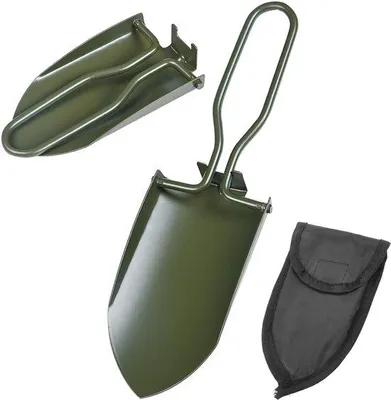 Productafbeelding van Unyqoos® Opvouwbare tuinschep van roestvrij staal, compact (13 cm ingeklapt), met draagtas en riemlus – geschikt voor tuinieren, kamperen en outdoor activiteiten