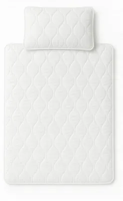 Produktbild von Bettdecke mit Kissen - für Kinder - Ganzjährig - 90x120 + 40x60 cm - Warm - Weiß - aus Mikrofaster und