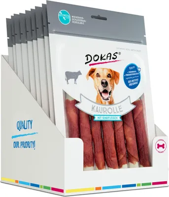 Produktbild von Dokas Dog Snack Kaurolle 9x190g  |  Rindfleisch