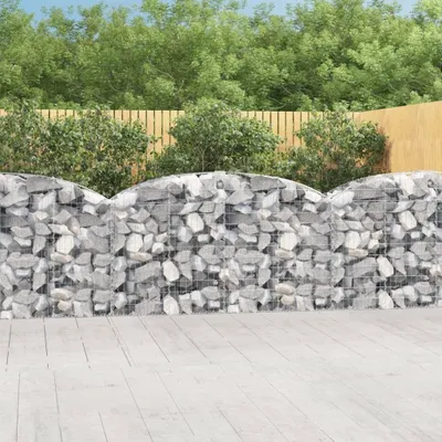 Zdjęcie produktu dla The Living Store Gabion z wysokim łukiem 200x50x100/120 cm Ocynkowane żelazo
