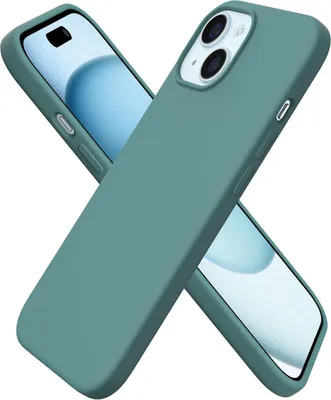 Produktbild von ORNARTO kompatibel mit iPhone 15 Hülle Silikon 6,1 Zoll - Kratzfeste und stoßfeste Schutzhülle - Piniengrün