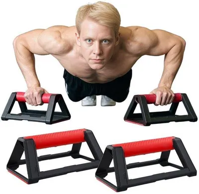 Productafbeelding van Push-upgrepen - Antislip Basis - Draagbaar - Draagvermogen 110 kg - Handgrepen - Calisthenics Uitrusting - Parallettes