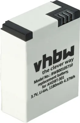 Produktbild von vhbw Akku Ersatz für GoPro AHDBT-302 für Videokamera Camcorder (1180 mAh, 3,7 V, Li-Polymer)
