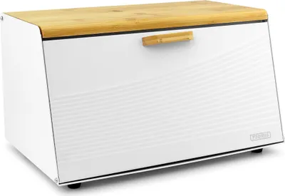 Produktbild von Brotkasten Trapez Weiß – Hilft Brot frisch zu halten Brotkasten – Aufbewahrungsbox – Frischhaltebox – Brotschrank – Brotkasten – Brotkorb – Metall