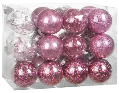 Produktbild von CASARIA® Christbaumkugeln 24tlg Ø8cm Kunststoff individuell befüllbar bruchfest transparent Weihnachtskugeln Christbaumschmuck Weihnachtsdeko pink