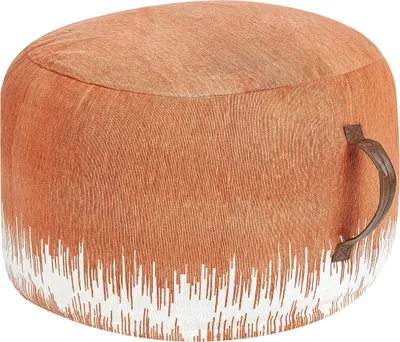 Obrázek produktu pro BELIANI Bavlněný taburet 50 x 30 cm oranžová/bílá ručně vyráběný kulatý doplněk do obývacího pokoje ložnice