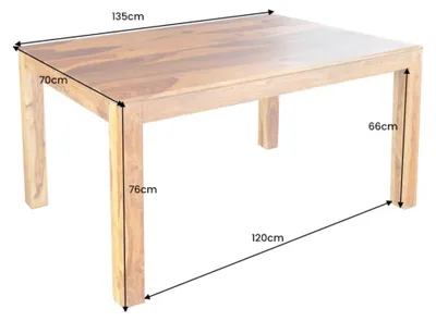 Immagine prodotto di Table TAVINA – Legno massiccio di sheesham – 135 cm – Piano spesso 97 mm – Stile rustico