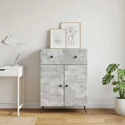 Image de Buffet vidaXL gris béton 66 x 34,5 x 90 cm en aggloméré
