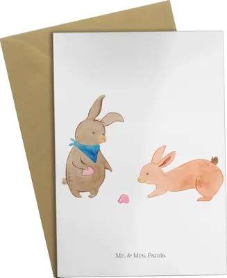 Produktbild von Mr. & Mrs. Panda valentinstagskarte Hasen Muschel - Weiß - Geschenk, Urlaub, osterkarte, BFF, hochzeitskarten, Muttertag, Klappkarte, weihnachtskarten, osterkarten