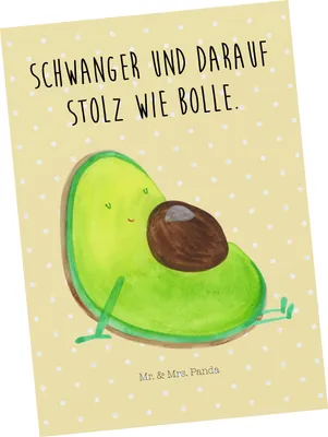Produktbild von Mr. & Mrs. Panda Grußkarte Avocado Schwangerschaft - Gelb Pastell - Geschenk, Kunstkarten, Postkarten, kunstkarte, Postkarte, Schwanger, Ansichtskarte, Wunder, Liebe