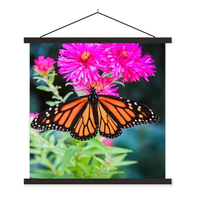 Produktbild von MuchoWow® Textilposter Schmetterling - Botanisch - Blume 40x40 cm mit schwarzem Rahmen - Fotos