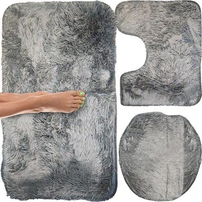 Immagine prodotto di Set lavabile di 3 pezzi per il bagno, set di carta da parati resistente e lucida, set per il bagno con copertura per il WC, carta da parati per WC con apertura