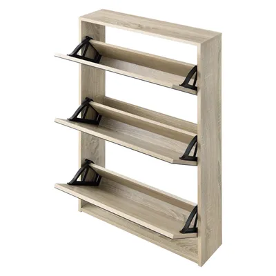 Produktbild von In And OutdoorMatch Schuhschrank Luna - Mit Spiegeln und 2 Falttüren - 102,5x63x17 cm - Eichenfarben - Spanplatte - Stilvolles Design