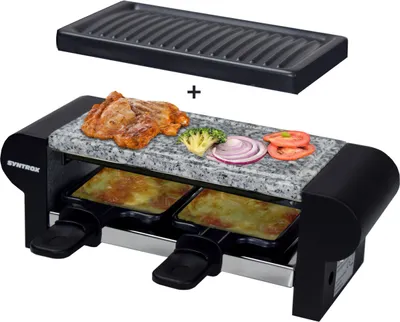 Produktbild von 'Edelstahl Raclette Glarus mit Wechselplatte für 2 Personen Syntrox'
