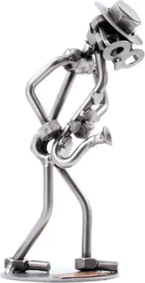 Immagine prodotto di Omini in metallo: sassofonista, scultura in metallo realizzata a mano