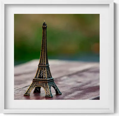 Produktbild von Eiffelturm-Souvenir– Wandbild mit Rahmen – Gerahmtes Bild  – Wanddekoration – 50x50 cm –  Weiß Rahmen