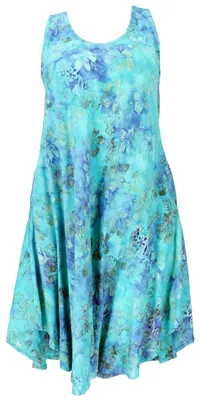 Produktbild von Boho Sommerkleid, Luftiges Midikleid in Leuchtender Wachsbatik - Blau, Damen, Viskose, Größe: M