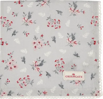 Produktbild von Greengate Emberly Stoffserviette mit Spitze pale grey 40x40cm
