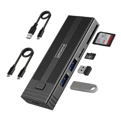 Produktbild von Laufwerksgehäuse - USB-C-HUB - 7-in-1 - SSD M.2 NVME PCIE SATA SD - Adapter - M2-Fach