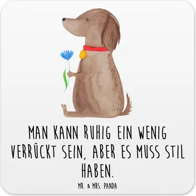 Produktbild von Mr. & Mrs. Panda Untersetzer für Gläser Hund Blume 10er Set - Weiß - Geschenk, Tischuntersetzer, Haha, Tassenuntersetzer, Glas-Untersetzer, Coaster, Hunde, Hundeliebe