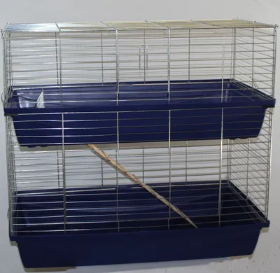 Produktbild von 1m doppel Hasenkäfig Meerschweinchenkäfig blau