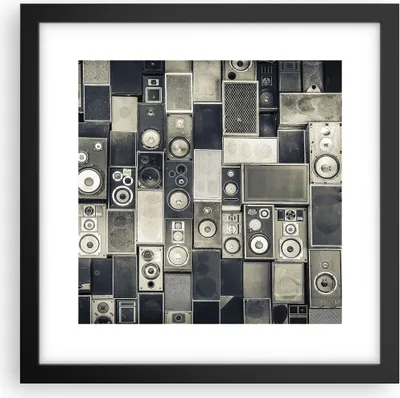 Produktbild von Gerahmtes Poster - Schwarzer Rahmen - Abstraktion Lautsprecher Grafik - 30x30 cm - Wand Bild - Wanddeko - Wandbilder - Wandposter - Bilderrahmen - Bilder - Kunstdruck - Wandbild - P2BAC30x30-4163