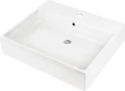 Produktbild von Keramik-Arbeitsplatte/Wandwaschbecken mit Platz für Mischbatterie - 60x50 cm