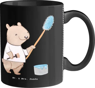 Produktbild von Mr. & Mrs. Panda Kaffeebecher Maler Herz - Schwarz - Geschenk, Kaffeetasse, Malerbetrieb, Tasse, cappuccinotasse, schöne, Teetasse, Malermeister, Tapezieren, Renovieren