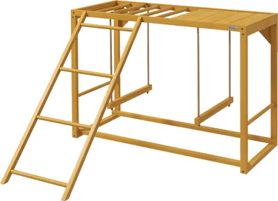 Produktbild von Holz-Klettergerüst mit Schaukeln und Leiter für 3-4 Hühner, Hühnerspielgerüst