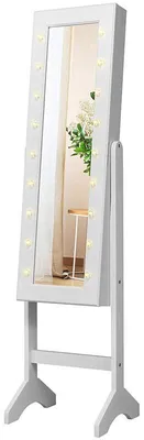 Obrázek produktu pro Stojací šperkovnice s 18 LED světly a zrcadlem GX12034-CS-VJ, bílá