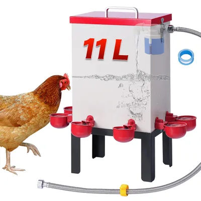 Produktbild von Tränkeautomat 11 l, Edelstahl, für Hühner, mit Schwimmerventil und Schlauch
