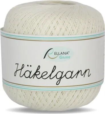 A ball of white yarn with a label.