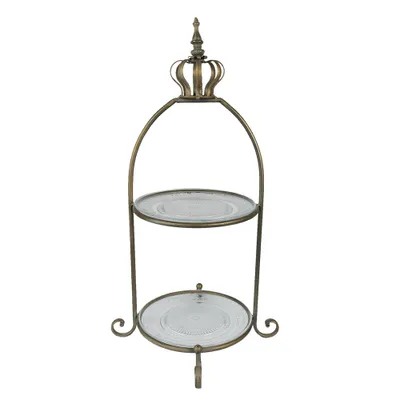 Produktbild von Clayre & Eef 2-stöckige Etagere 69 cm Braun Metall