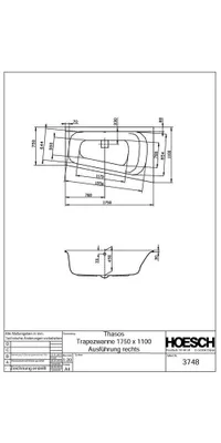 Produktbild von Hoesch Thasos Trapezbadewanne 1750 x 1100 mm rechts weiß - 3748.010